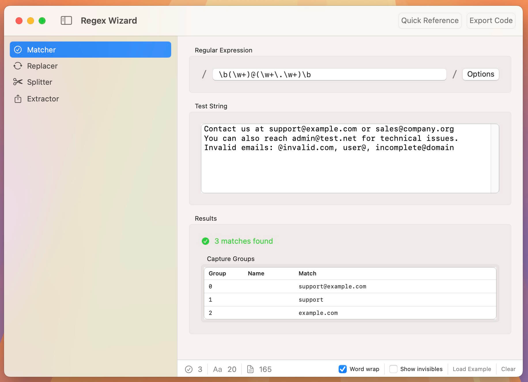 RegEx Wizard for Mac v2.1 - 正则表达式生成器-1 RegEx Wizard for Mac v2.1 – 正则表达式生成器